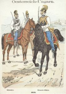 Почтовая карточка (открытка) «Австро-венгерские кирасиры. 1859 г.» ― Сержант